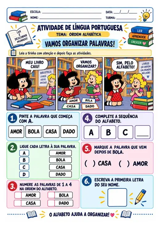 Atividade: Ordem alfabética (1º ano)