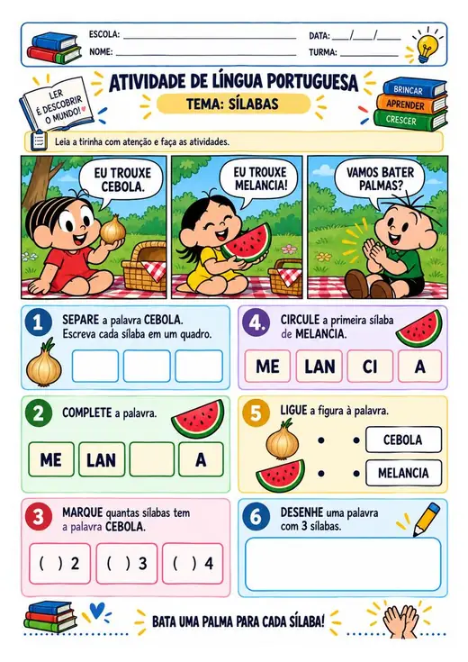 Atividade: Sílabas (1º ano)