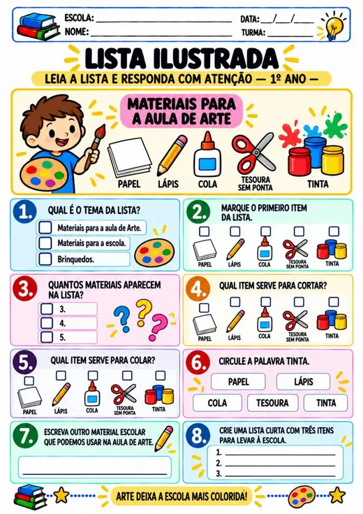 Atividade: Lista ilustrada (1º ano)