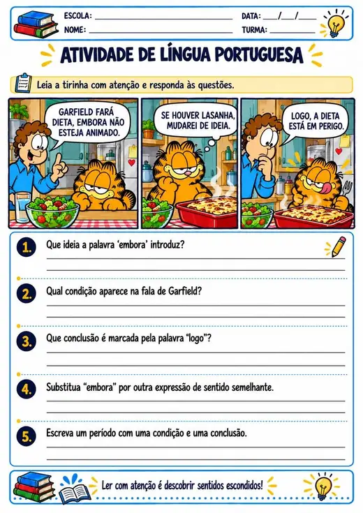 Atividade: Conectivos de condição e conclusão (5º ano)